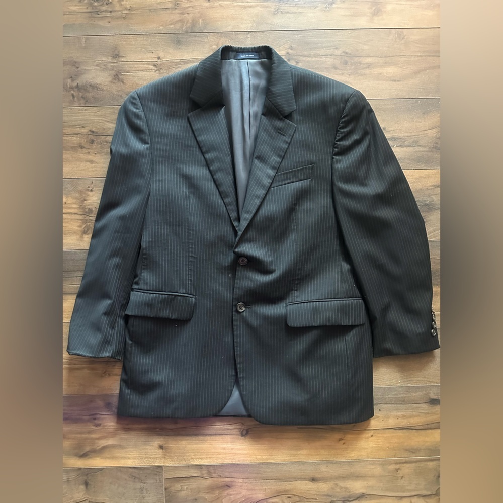 Ralph Ralph Lauren 100% Wool Pinstripe Suit Jacket Blazer Men’s 38S Short Black